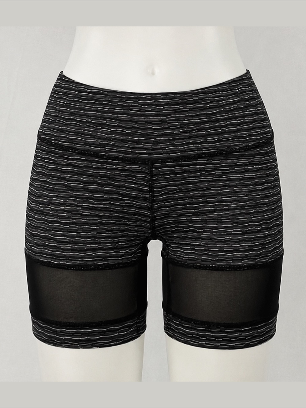 Striped Mesh Panelled Bike Shorts